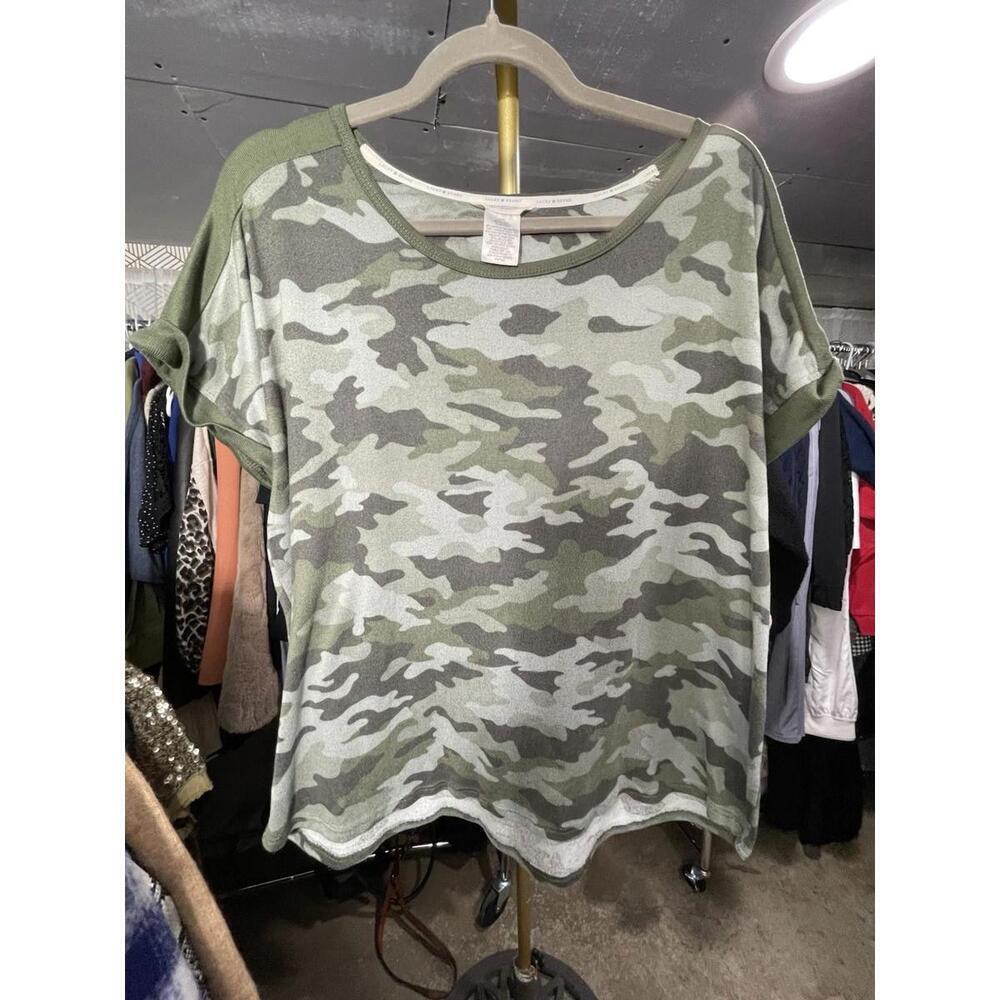 LUCKY BRAND WOMEN’S SHORT SLEEVE TOP & BOXER SHORT SET LOUNGE PAJAMA CAMO XL